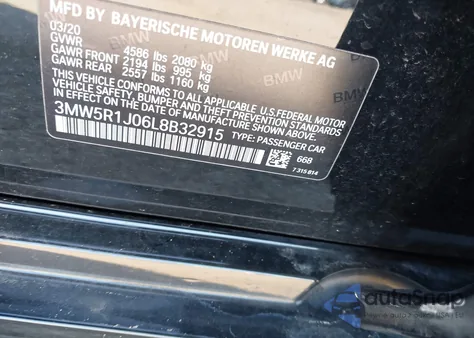 2020 BMW 330I from USA, damaged, VIN 3MW5R1J06L8B32915